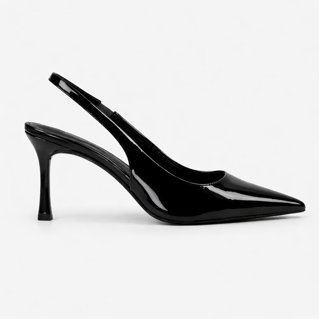 Xanthe | Black Low Heels Closed Toe Slingback For Day To Night