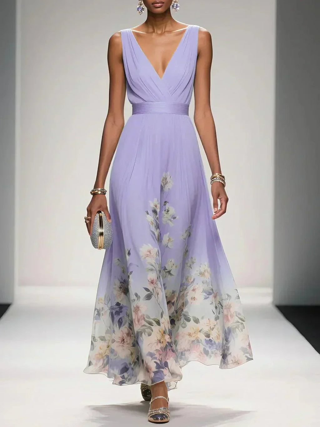Fenella | Spring Summer Floral Wedding Guest Dress For Women — Purple
