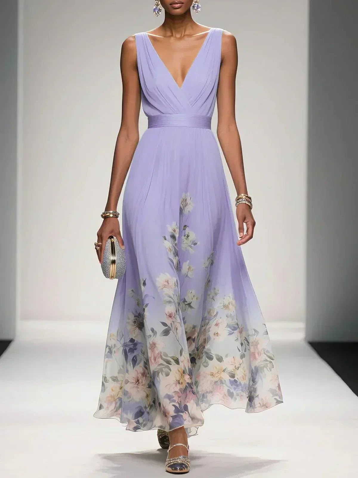 Fenella | Spring Summer Floral Wedding Guest Dress For Women — Purple