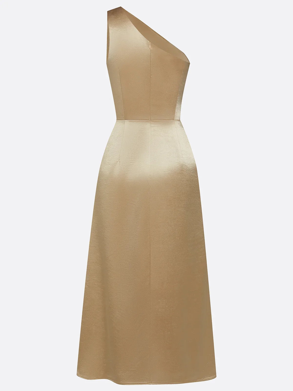 Mathilde | Satin One-Shoulder Ruched Midi Wedding Guest Dress