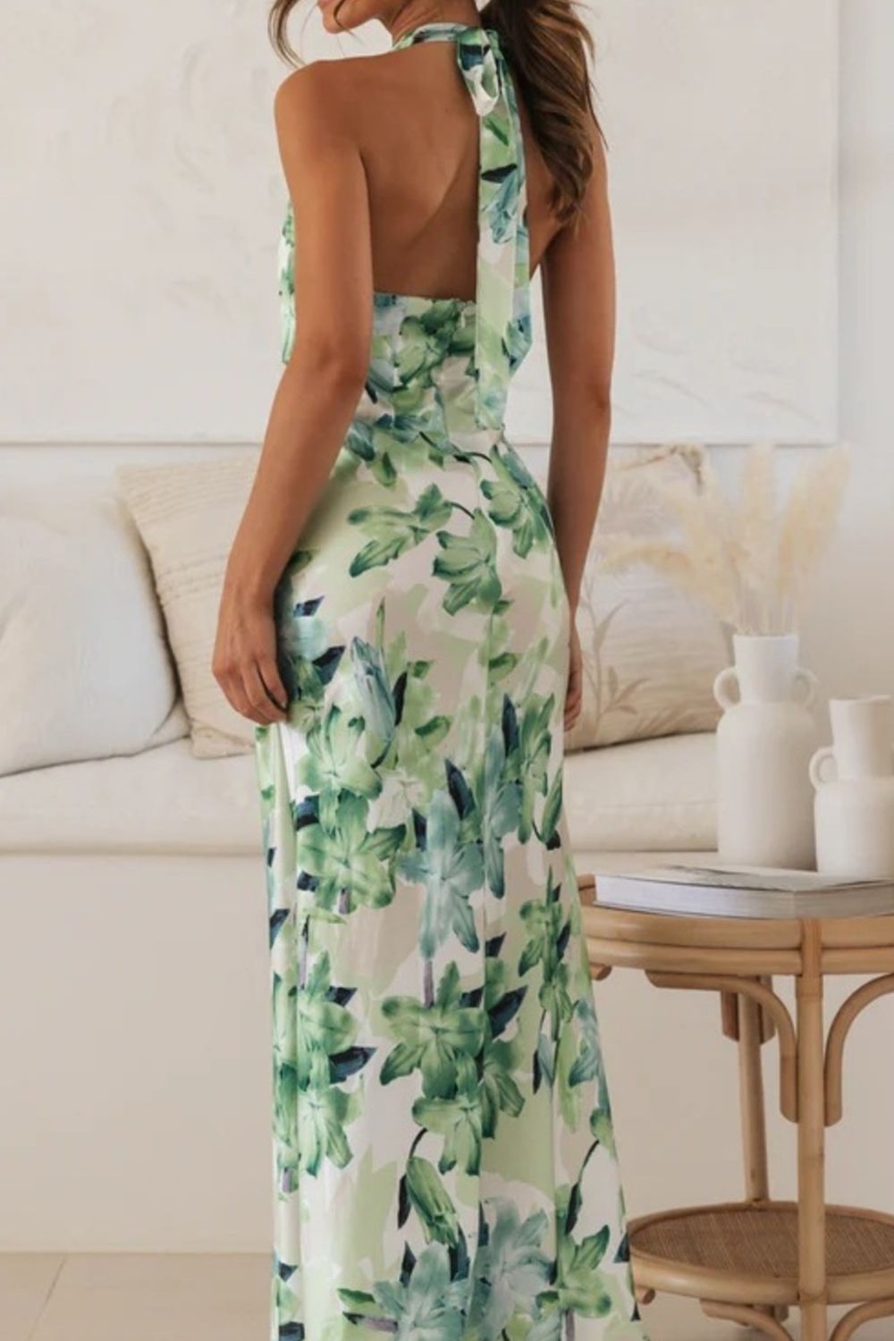 Josephine | Floral Halter Neck Maxi Dress With Slit
