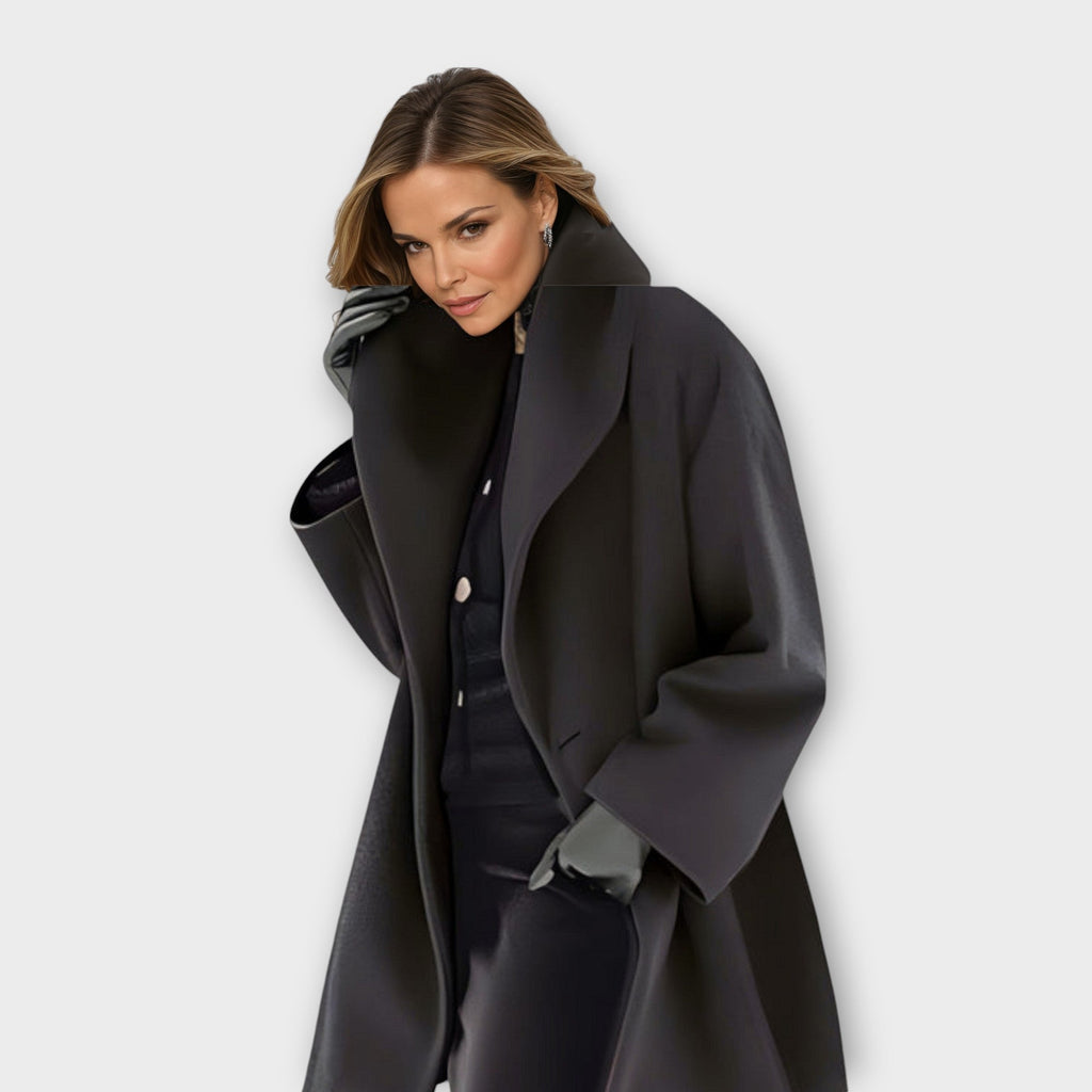 Francesca | Long Oversized Winter Coat Plus Size Jackets Women — Black