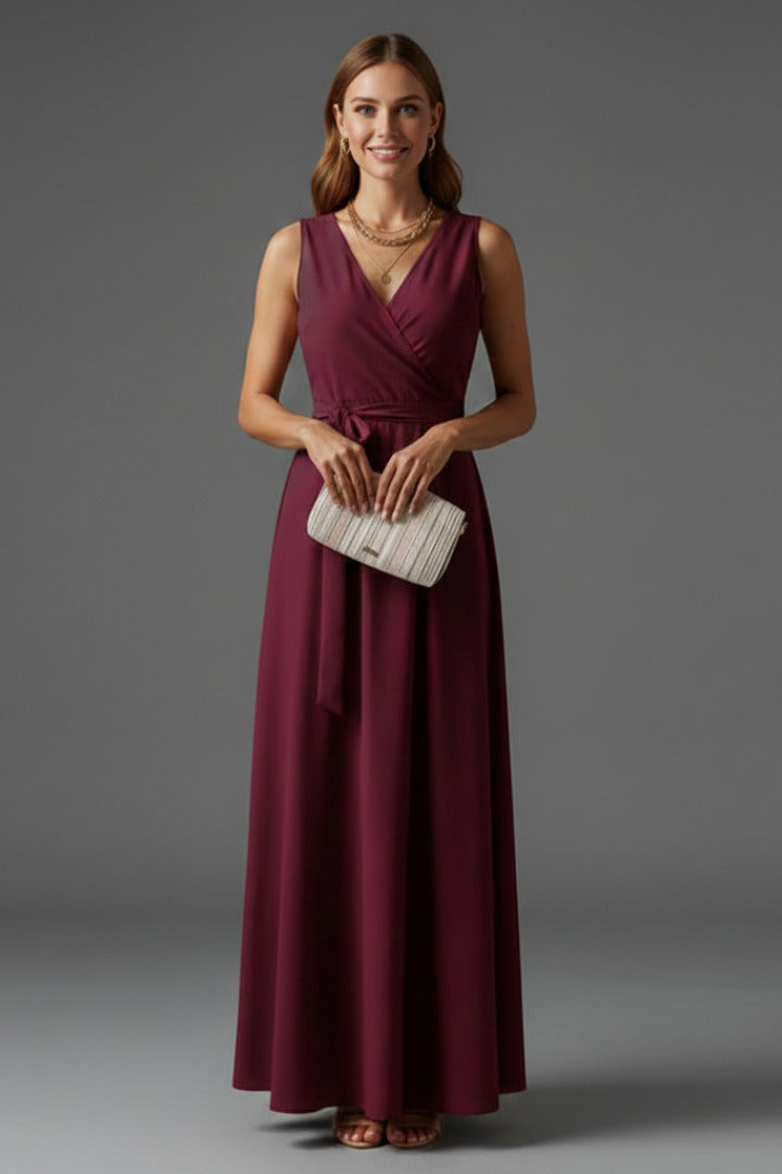 Eloise | Satin Wrap Winter Wedding Guest Dresses Maxi