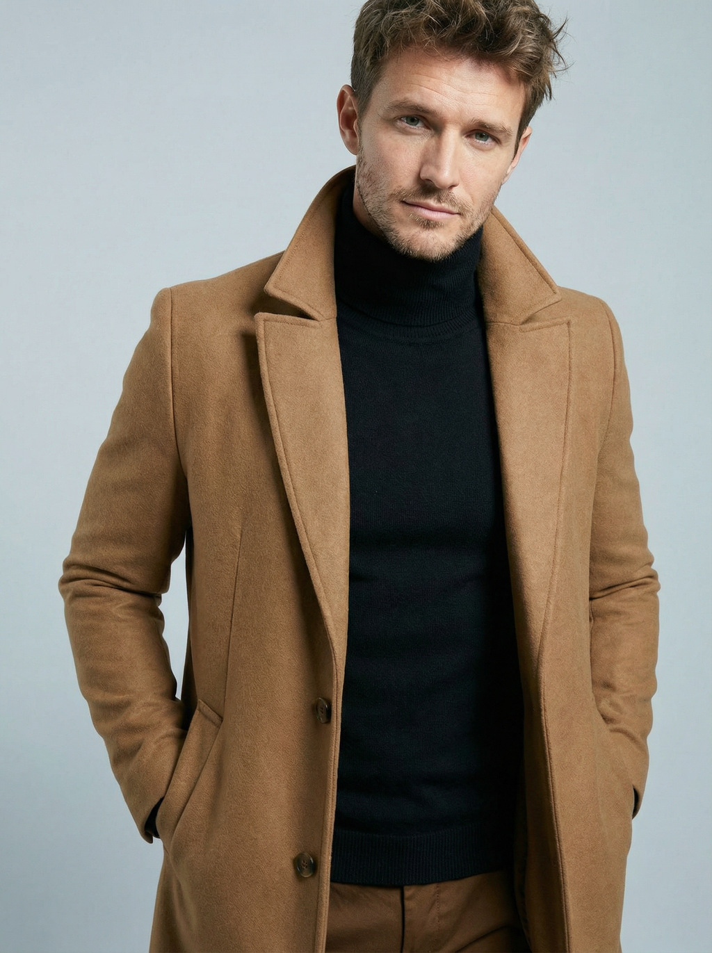 Edmund | Long Formal Wool Winter Coat Brown Overcoat