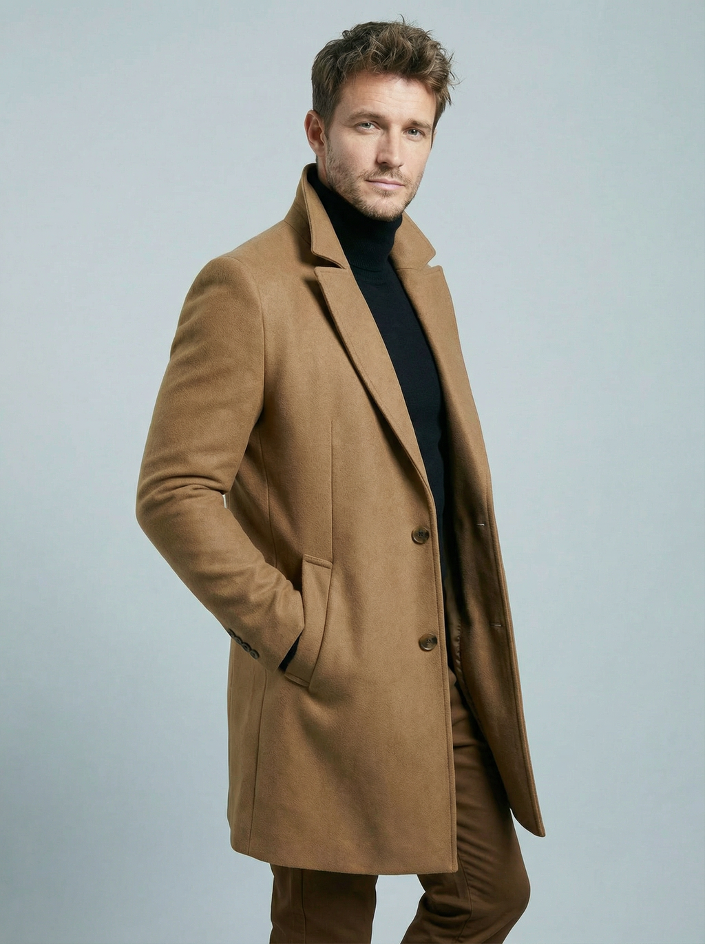 Edmund | Long Formal Wool Winter Coat Brown Overcoat