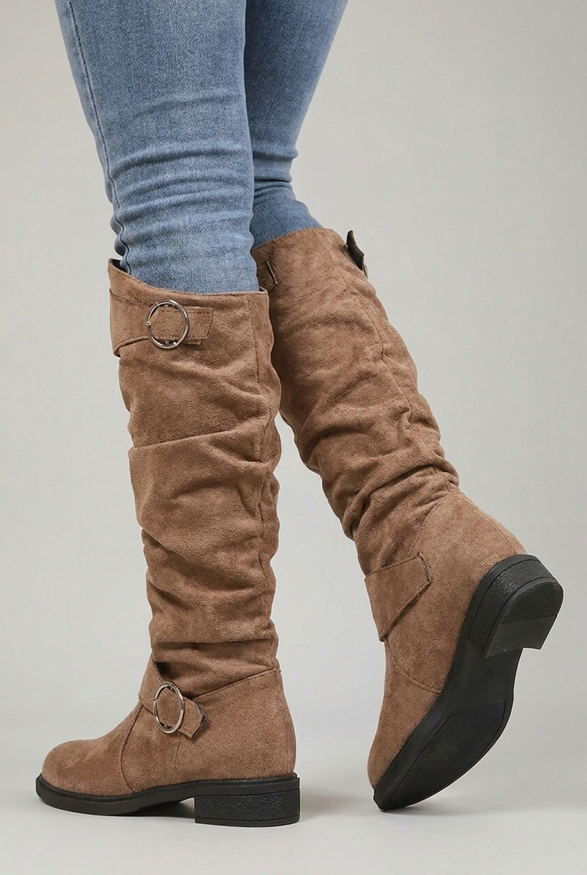 Giselle | Chunky Block Heel Knee High Black Leather Boots