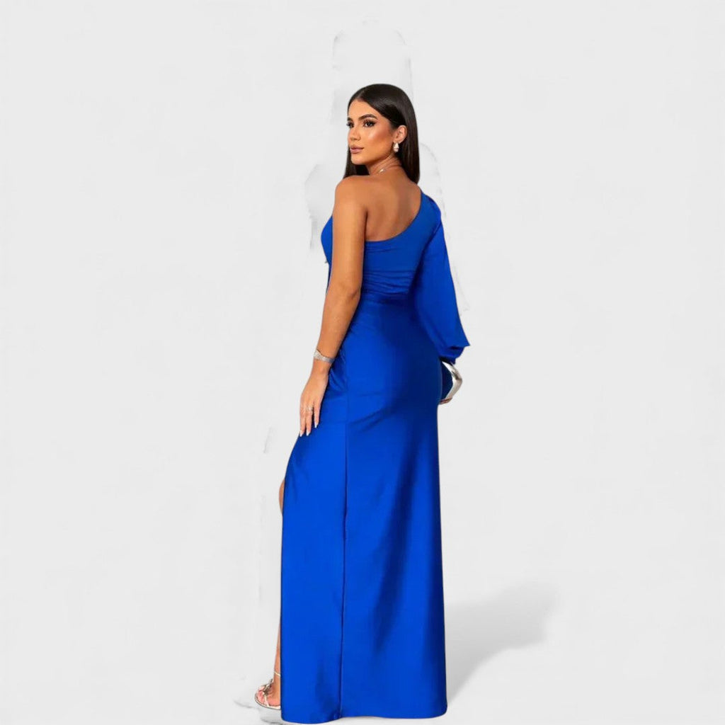 Isadora | Long Sleeve Satin Maxi Dress Wedding Guest Evening