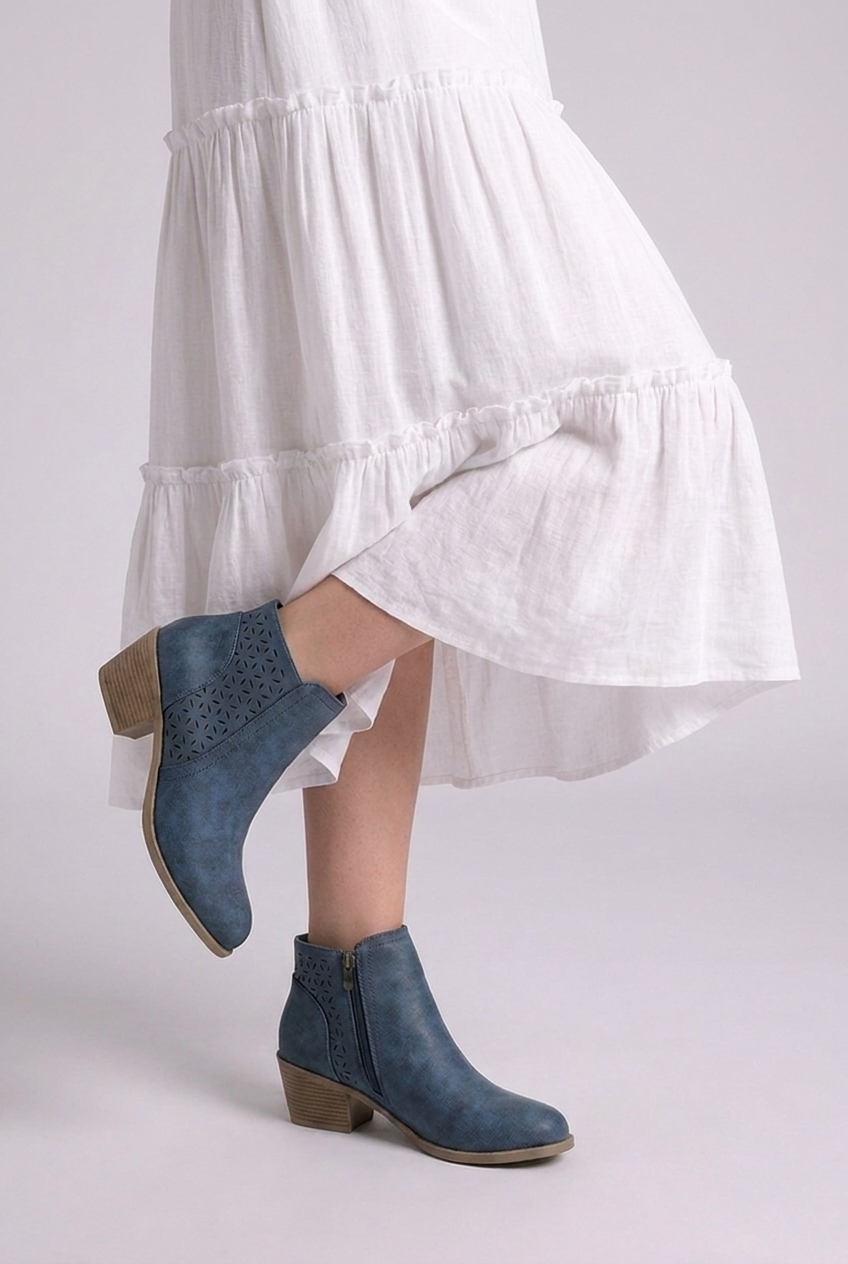 Ghislaine | Black Brown Leather Block Heel Ankle Boots