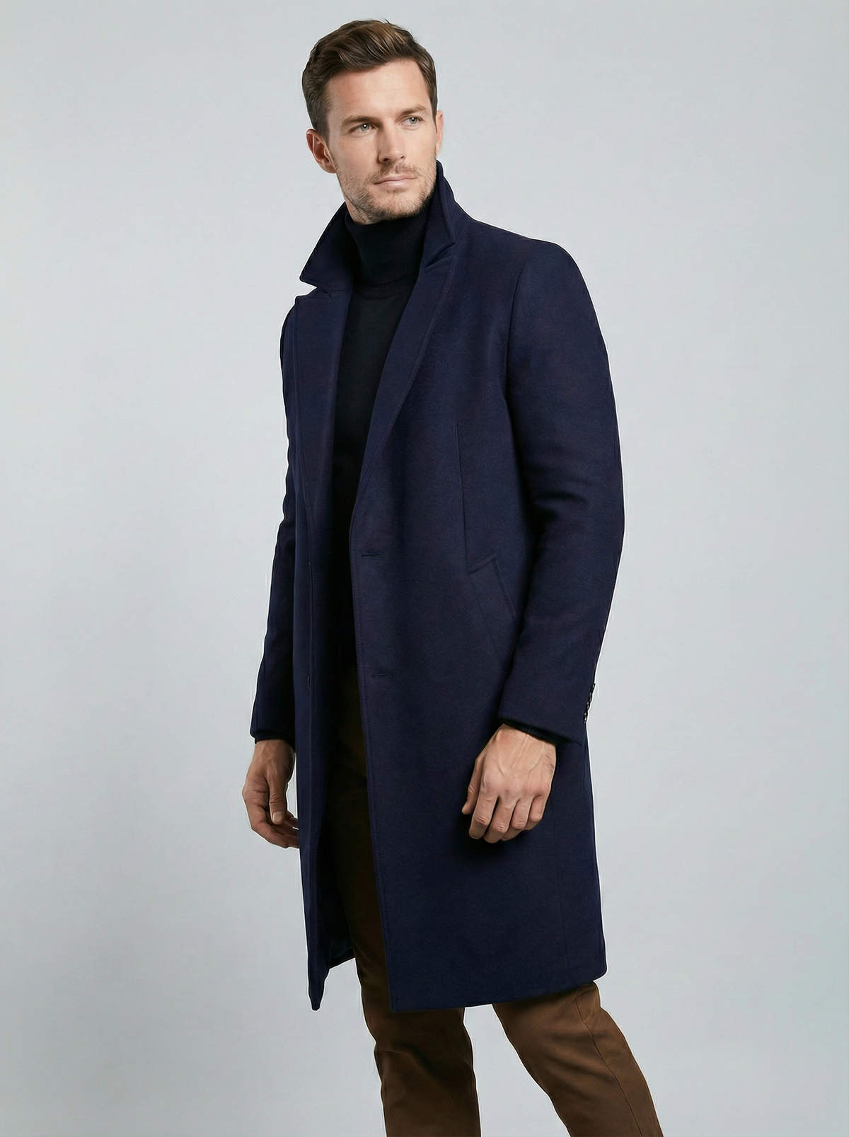 Edmund | Long Formal Wool Winter Coat Brown Overcoat