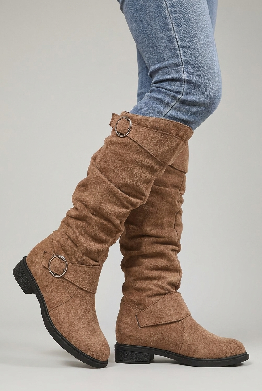 Giselle | Chunky Block Heel Knee High Black Leather Boots