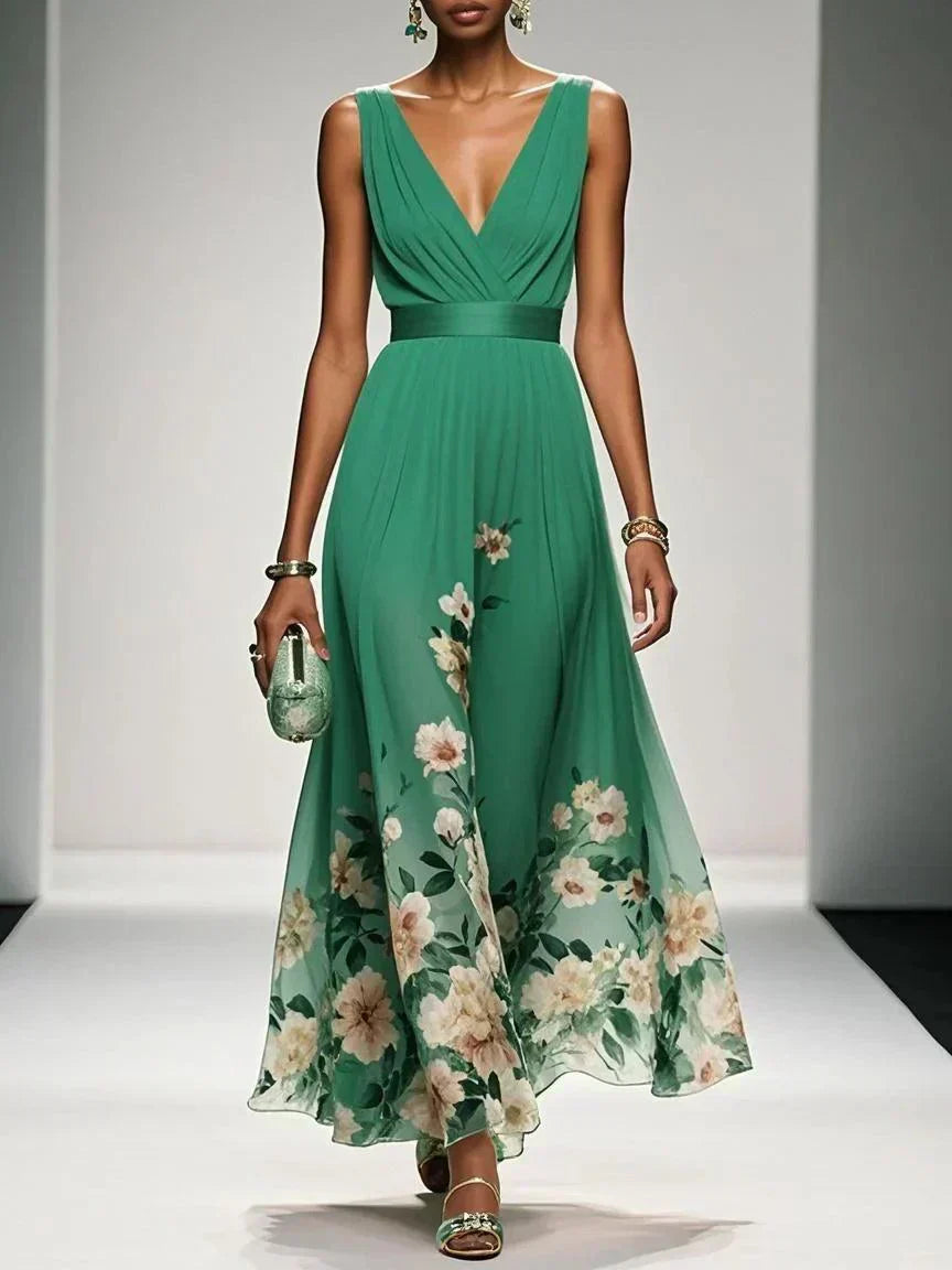 Fenella | Spring Summer Floral Wedding Guest Dress For Women — Green