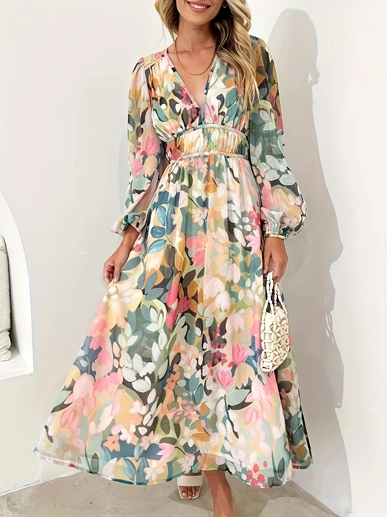 Georgiana | Floral Bridesmaid Dresses Long Sleeve Midi