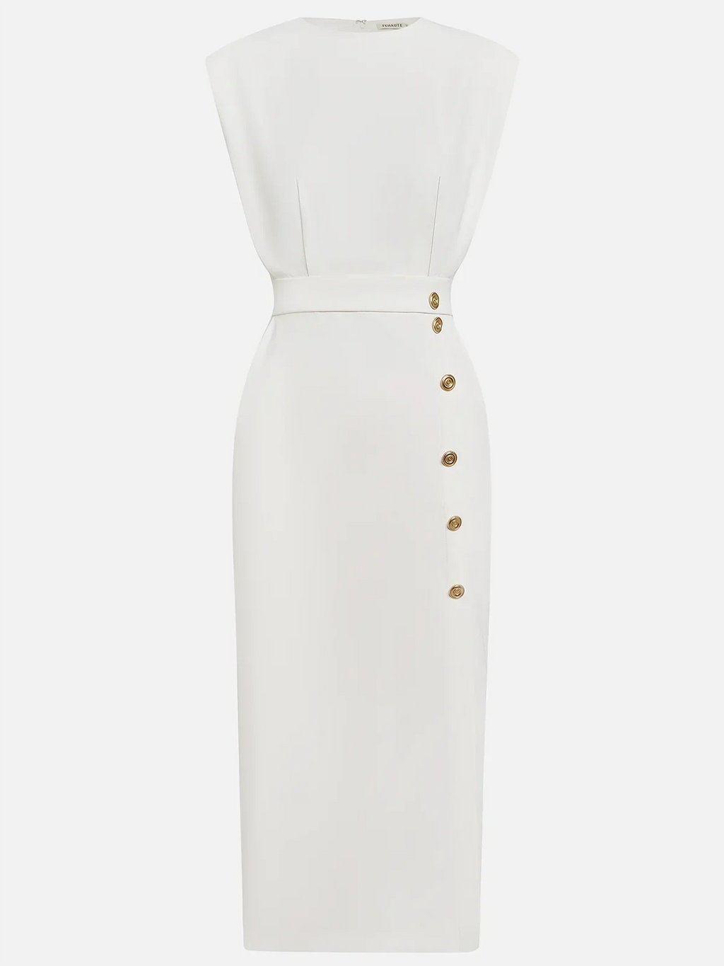 Octavia | Women Formal Midi Dress With Button Slit Detail
