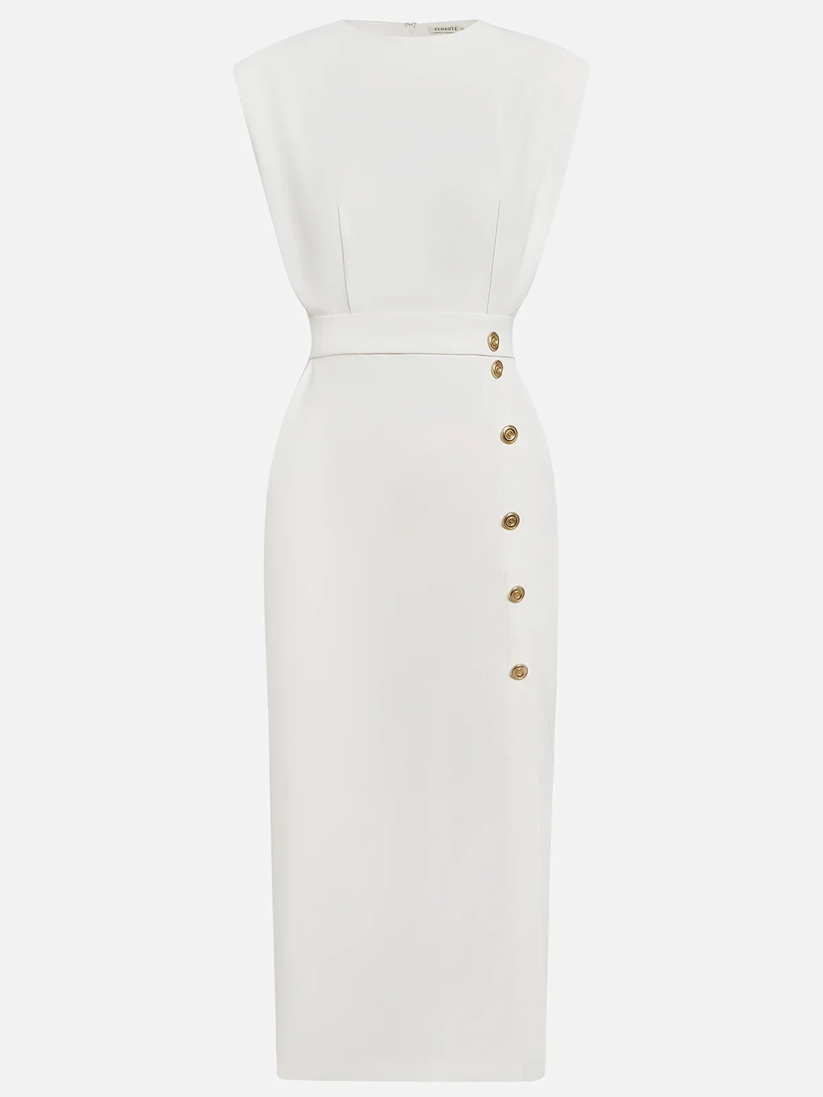 Octavia | Women Formal Midi Dress With Button Slit Detail