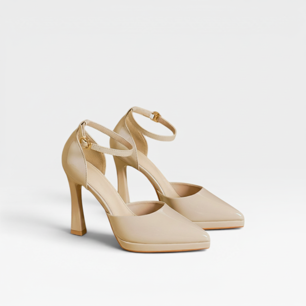 Camille | Patent Leather Pointed Toe Ankle Strap Pumps