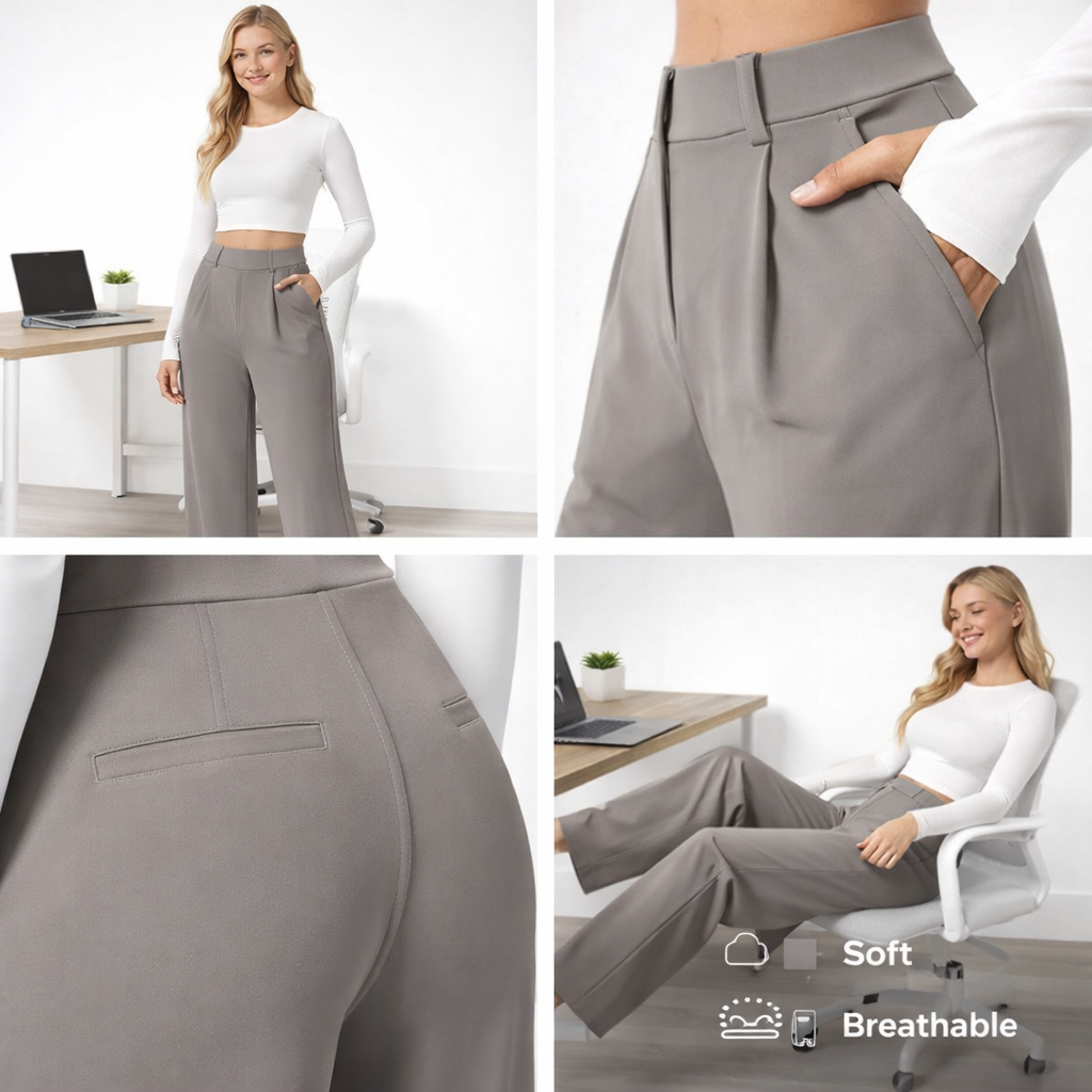Octavia | Women Wide Leg Trousers High Waist Tailored Casual