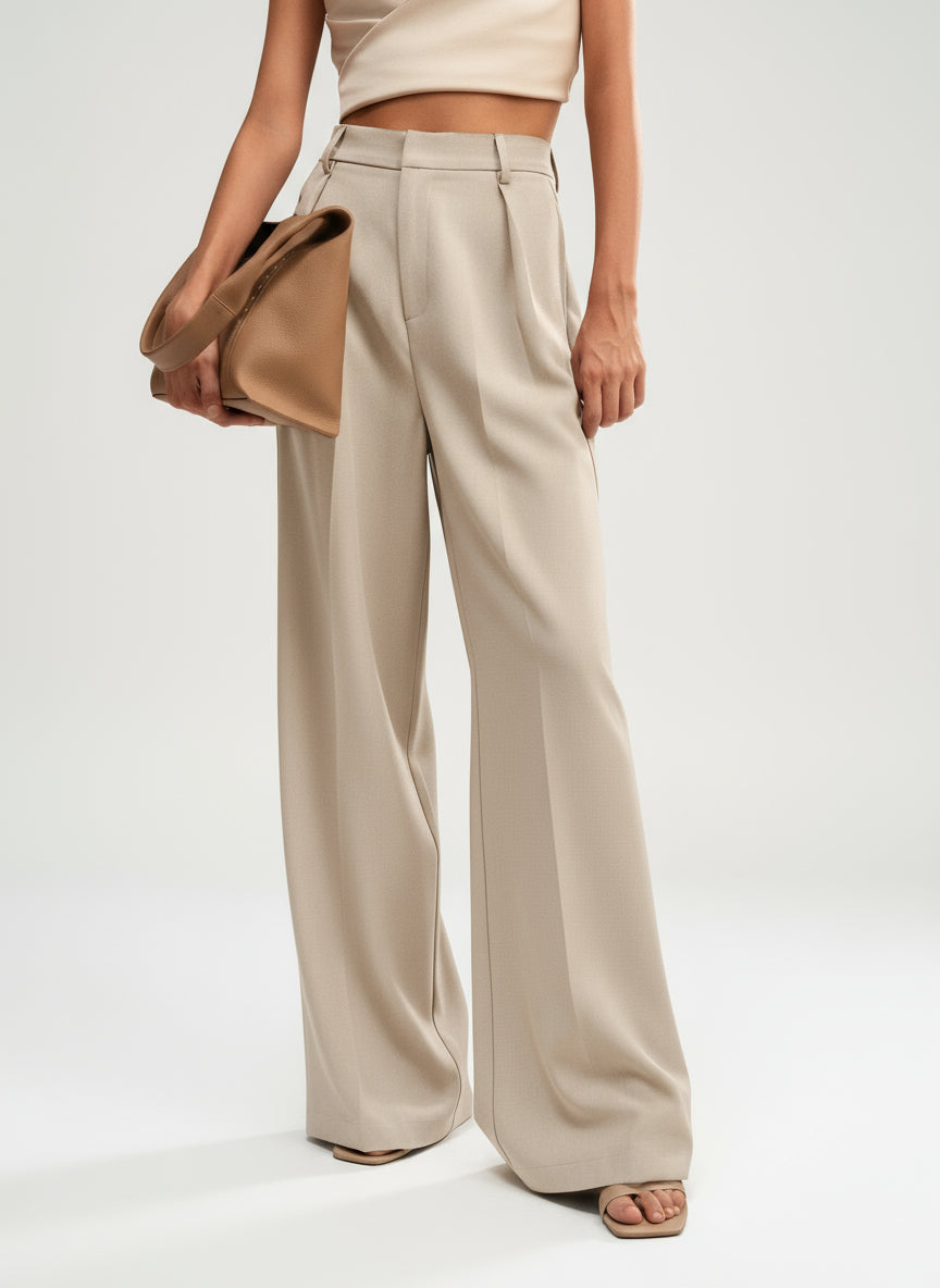 Coralie | High Waisted Wide Leg Tailored Trousers for Women