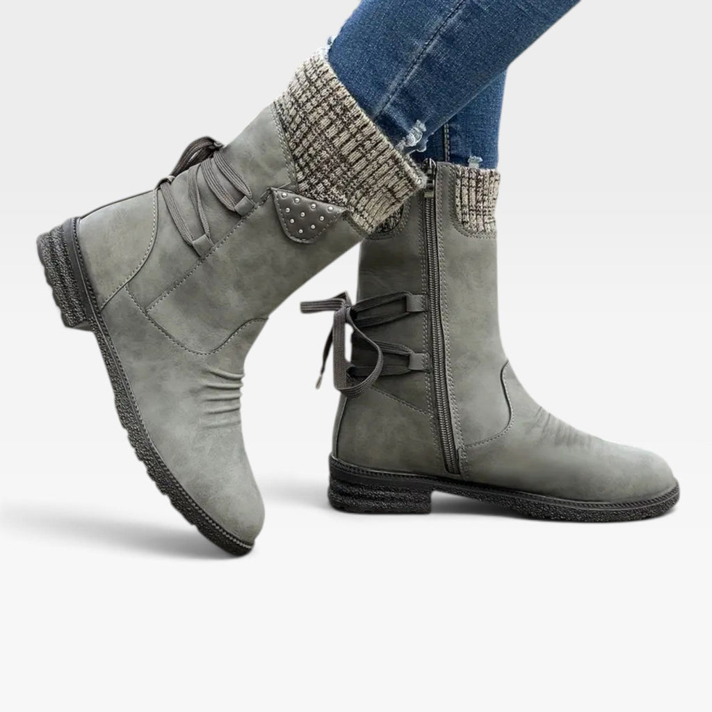 Dominique | Warm Fur Lined Winter Boots — Grey