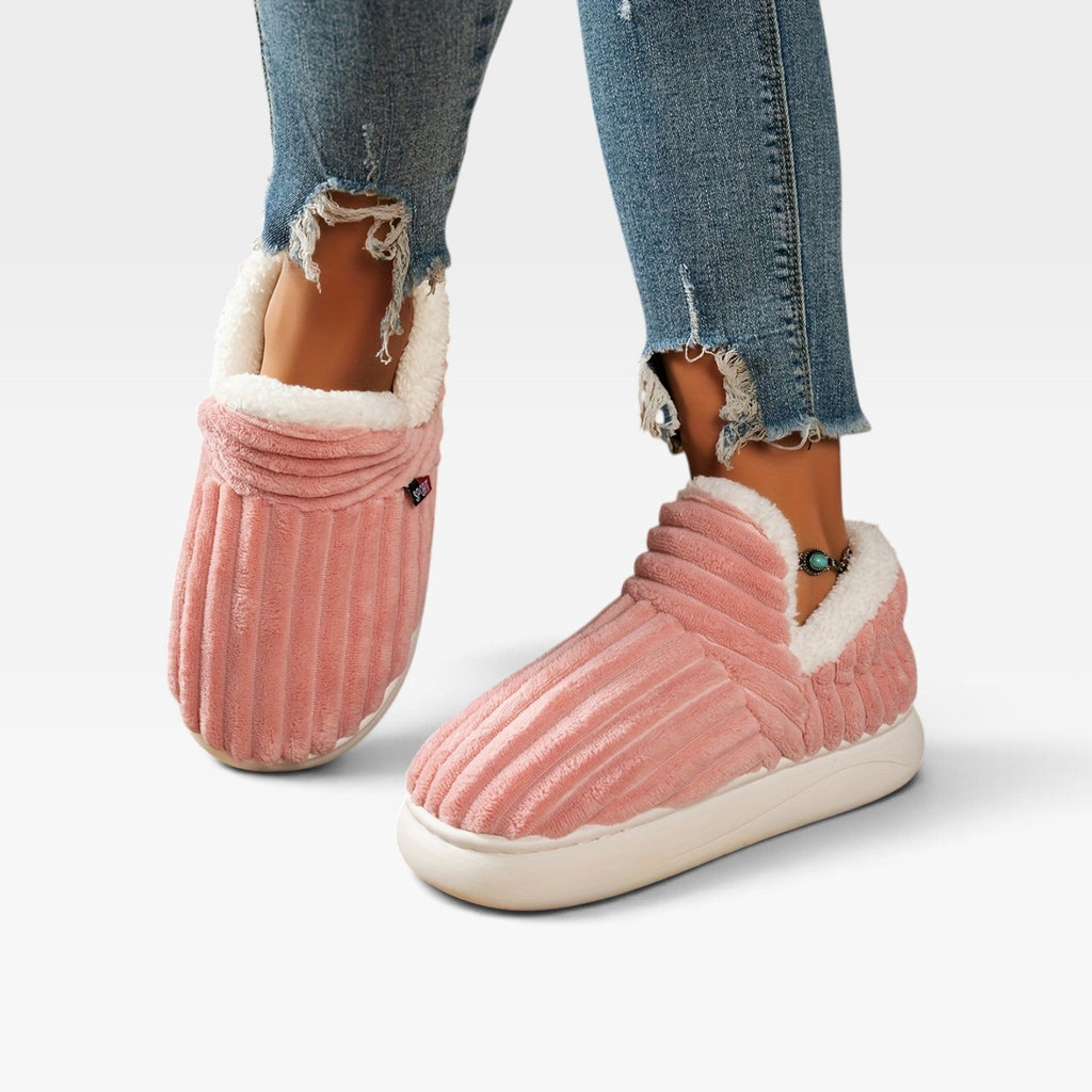 Sylvie | Chunky Brown Winter Slipper Boots Corduroy