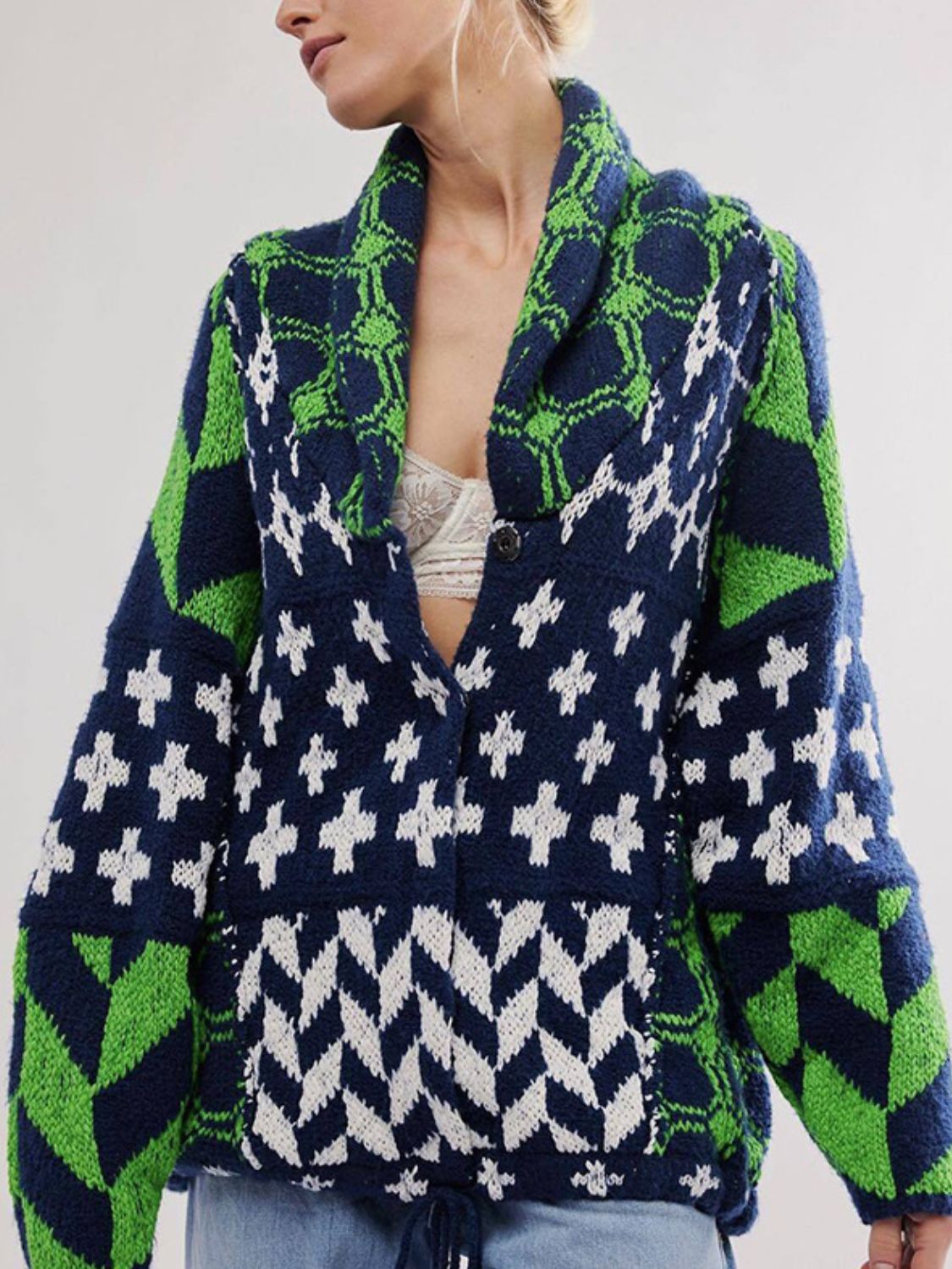 Mirabelle | Oversized Cardigan Sweater Diamond Knit Layer