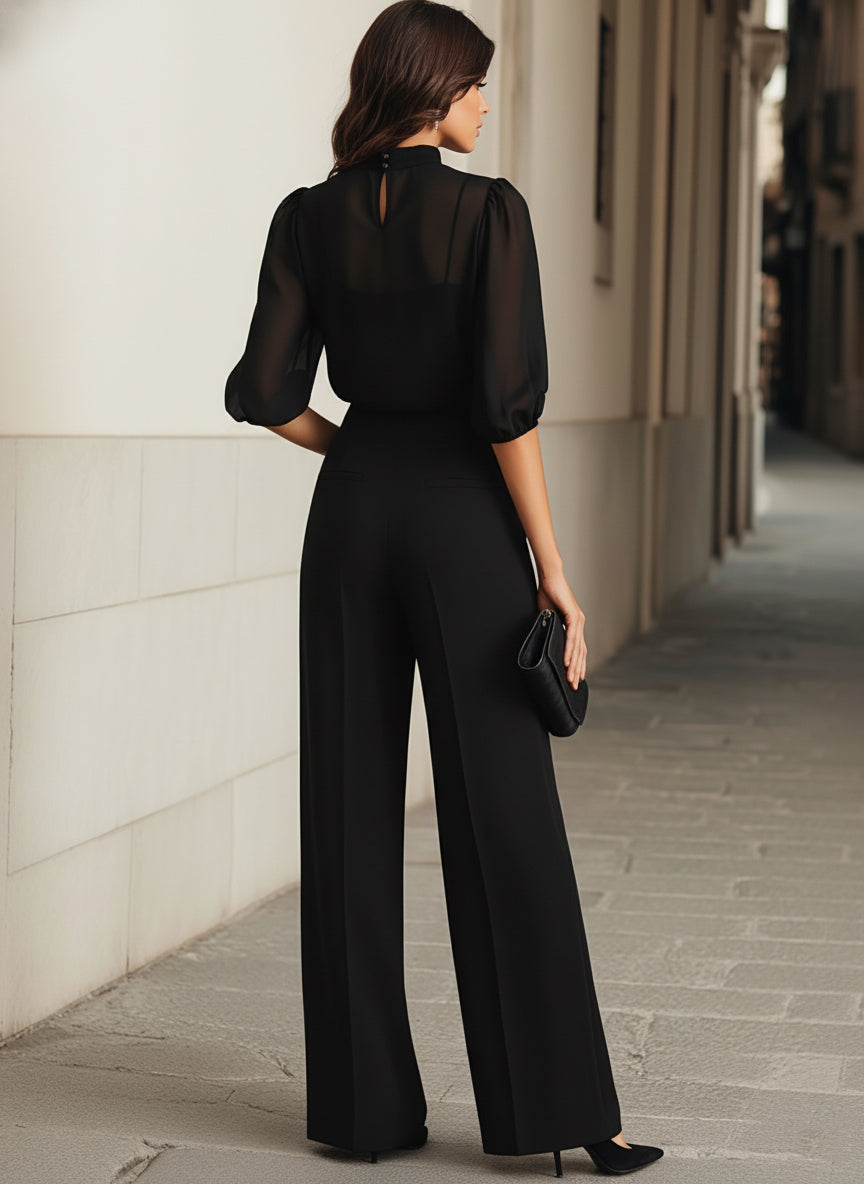 Capucine | Long Sleeve Wide Leg Jumpsuit for Evenings