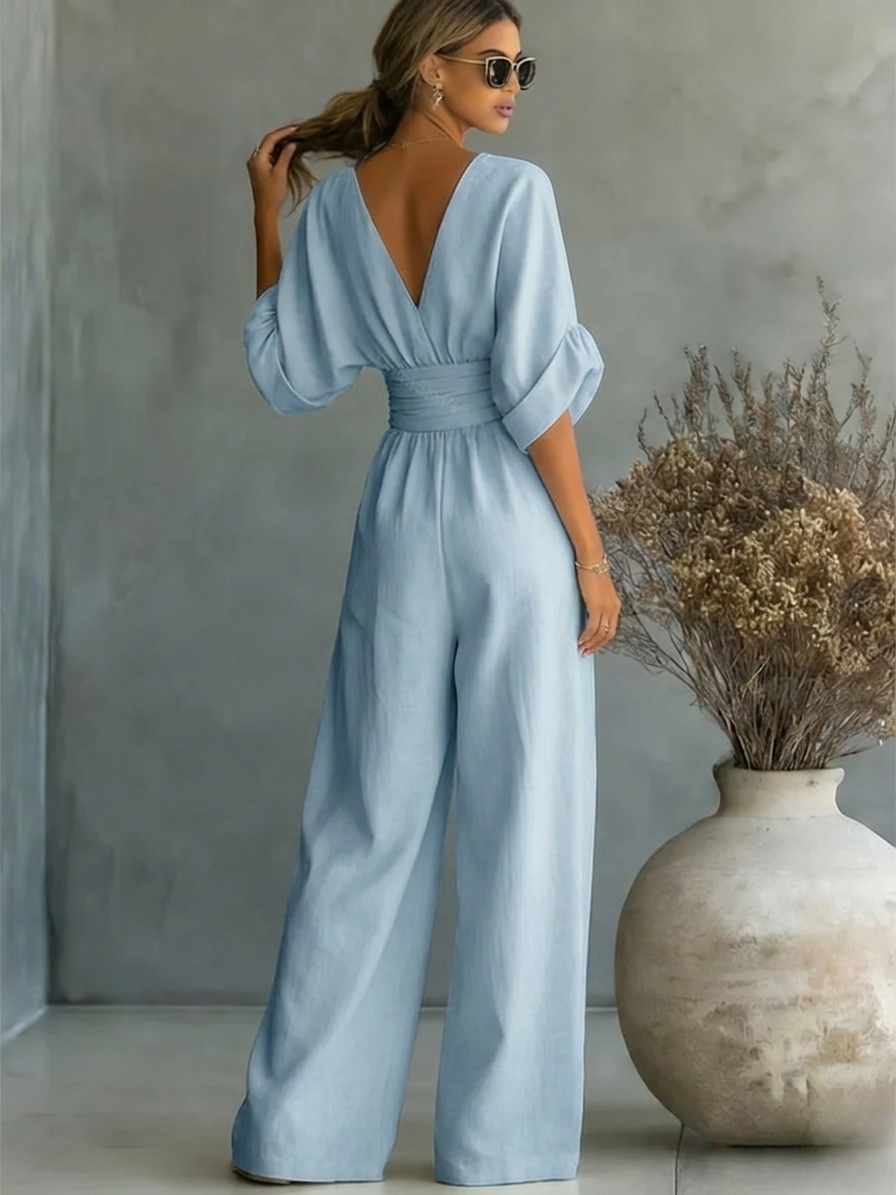 Rosalind | Women V-Neck Waist-Defined Jumpsuit