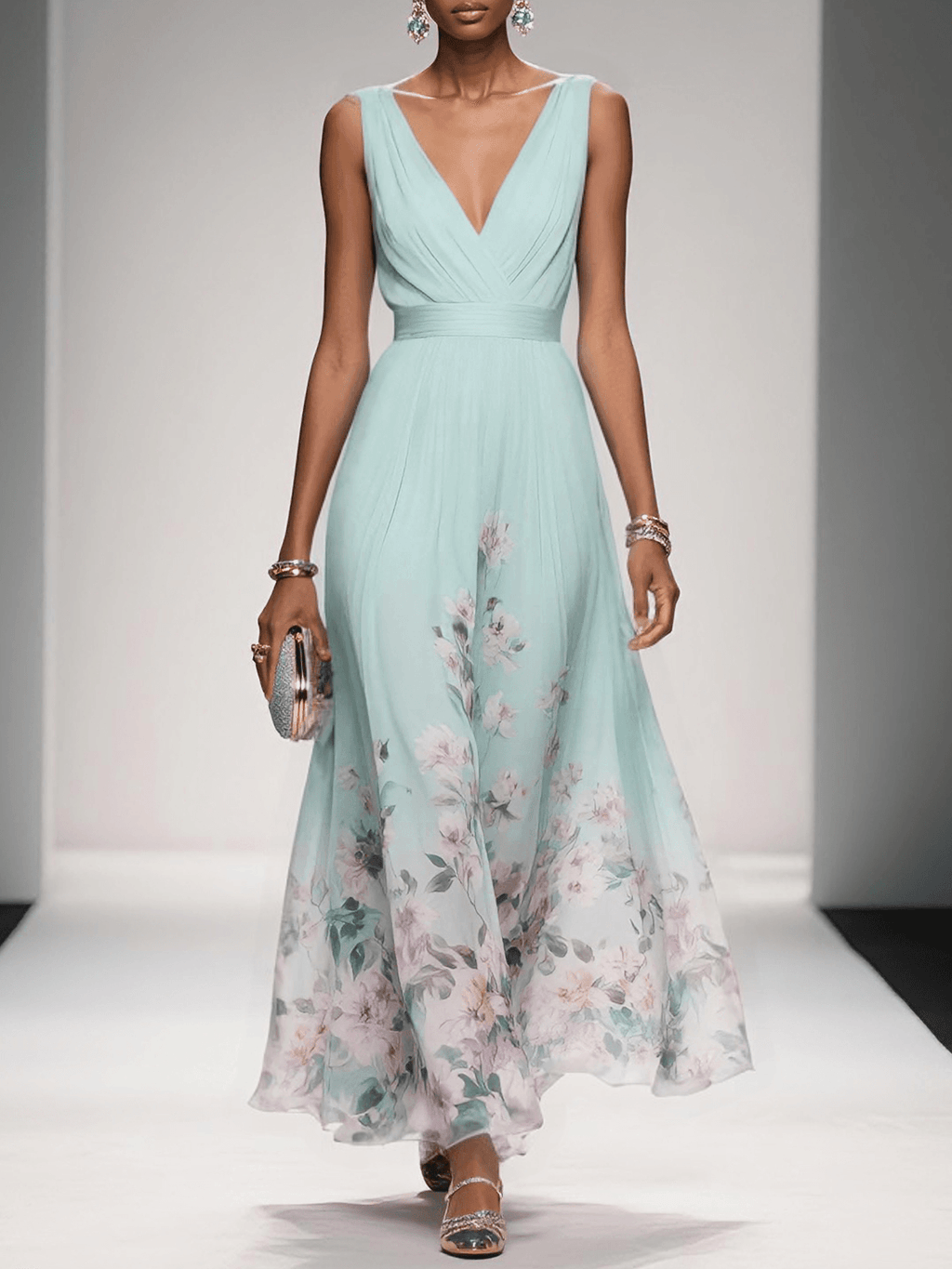 Fenella | Spring Summer Floral Wedding Guest Dress For Women — Light Green