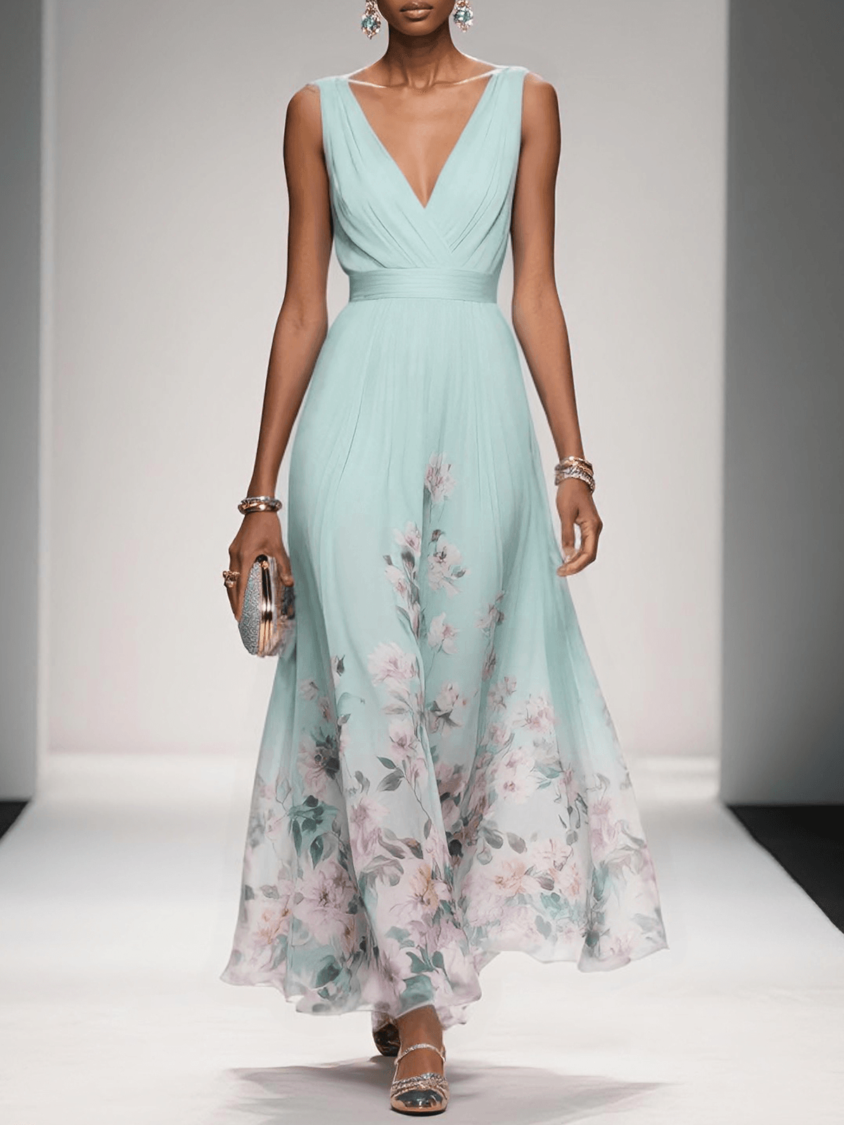 Fenella | Spring Summer Floral Wedding Guest Dress For Women — Light Green