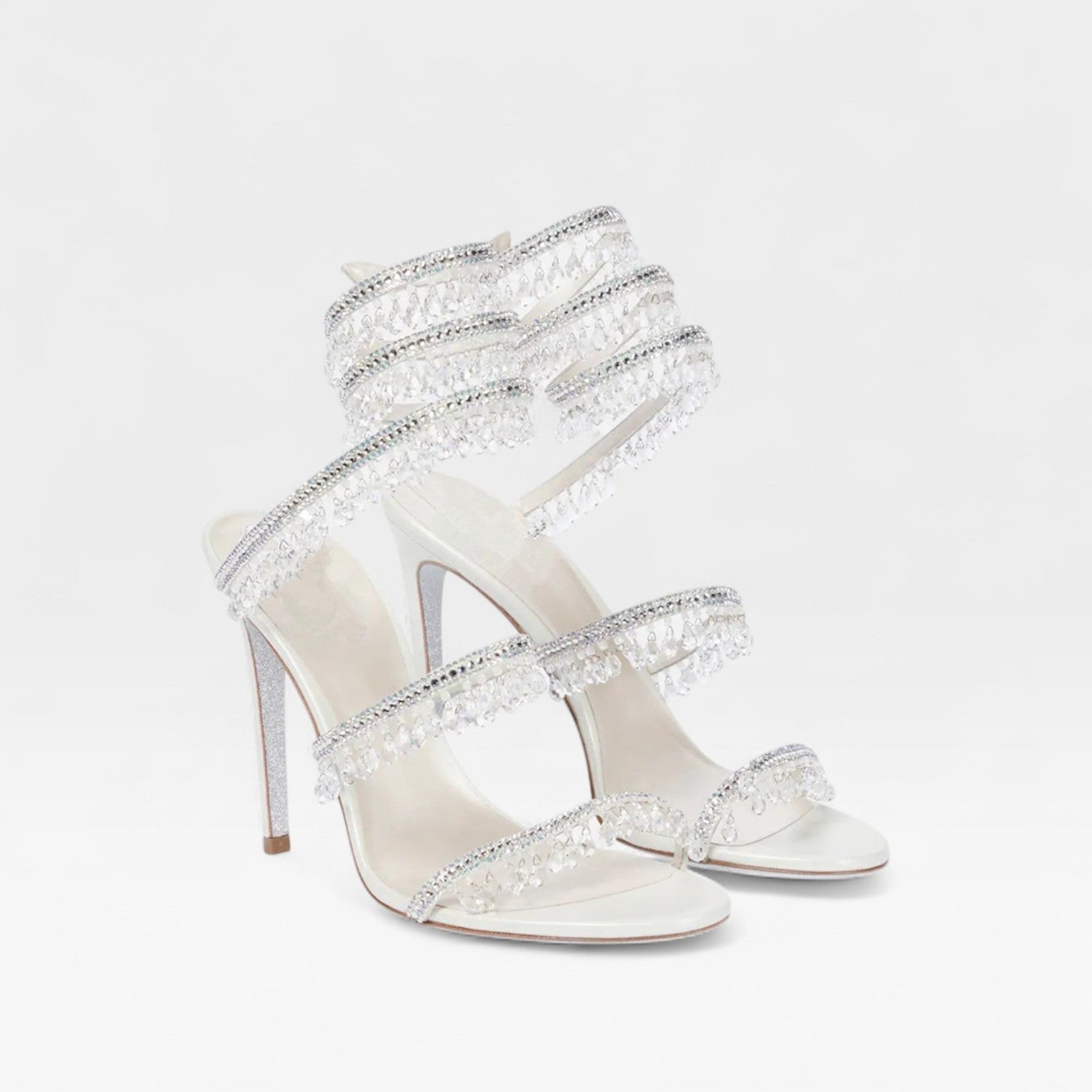 Esmee | Gold Block Heels For Wedding Crystal Strappy Sandals