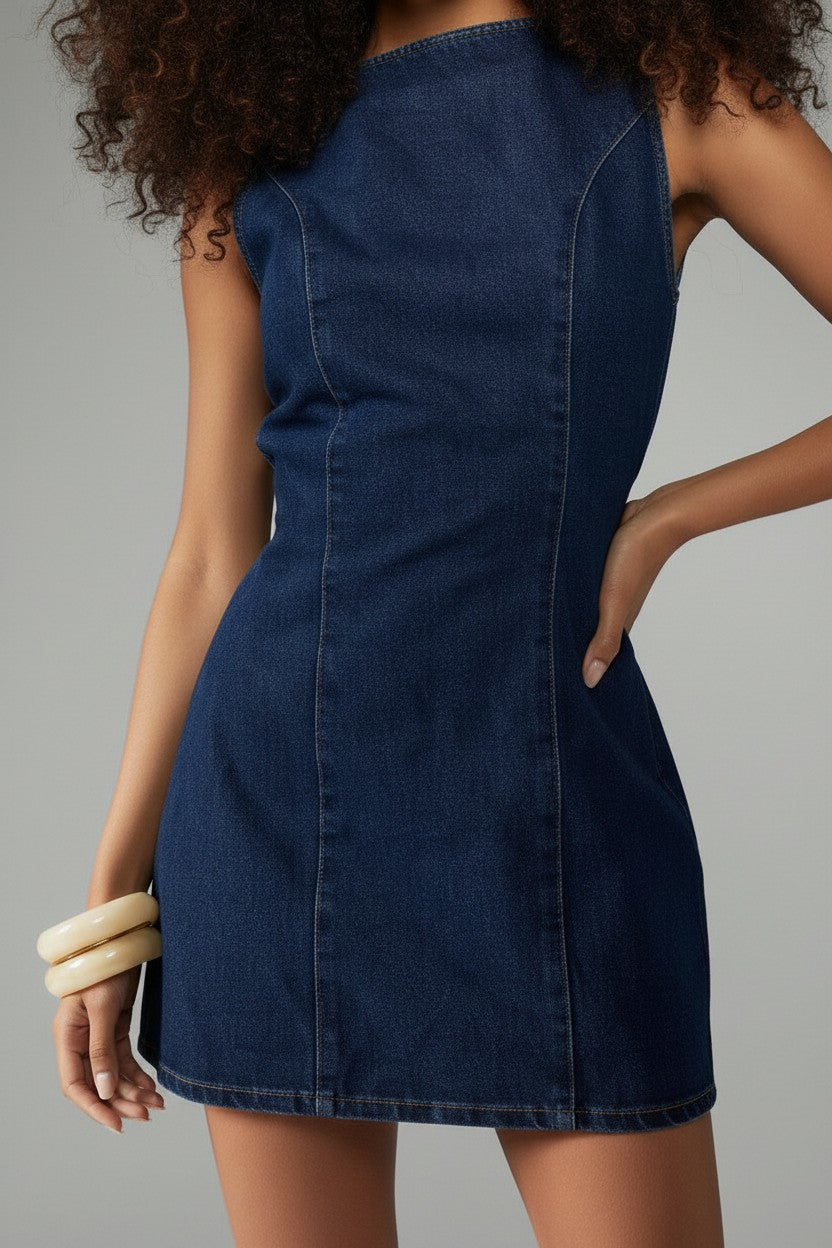 Felicity | Women Denim Bodycon Mini Dress Sleeveless