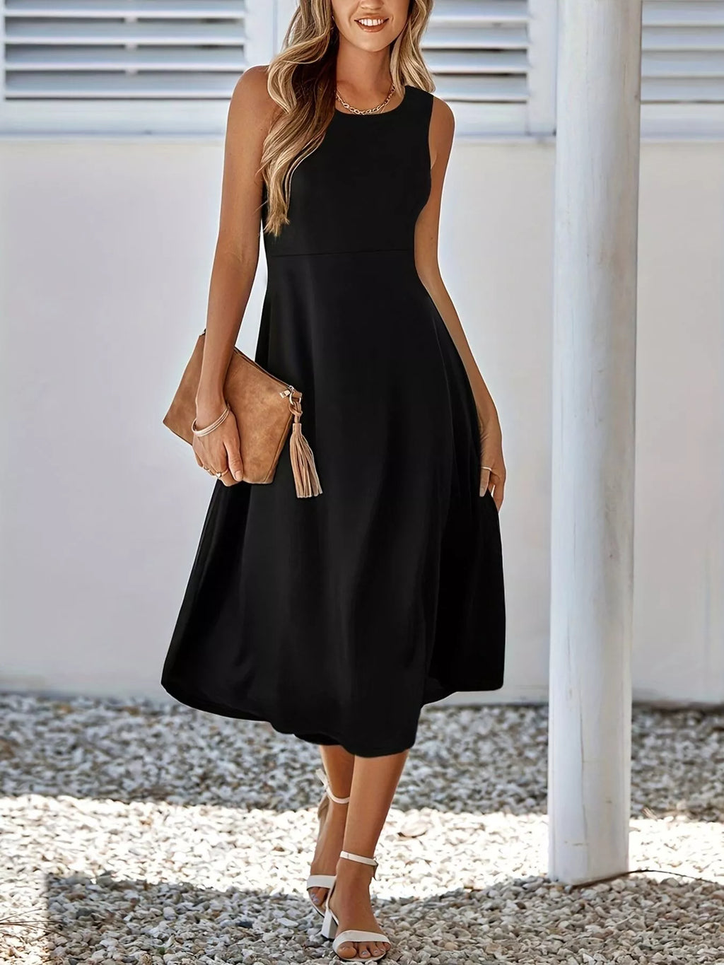 Liliana | Long Sleeve Midi Dress Classic A-Line Silhouette