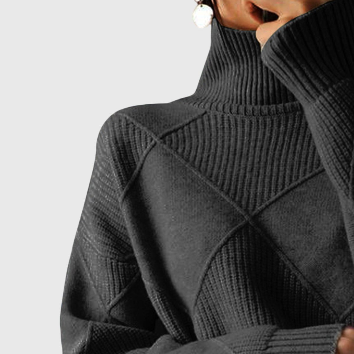 Romilly | Beige White Green Red Chunky Roll Neck Jumper