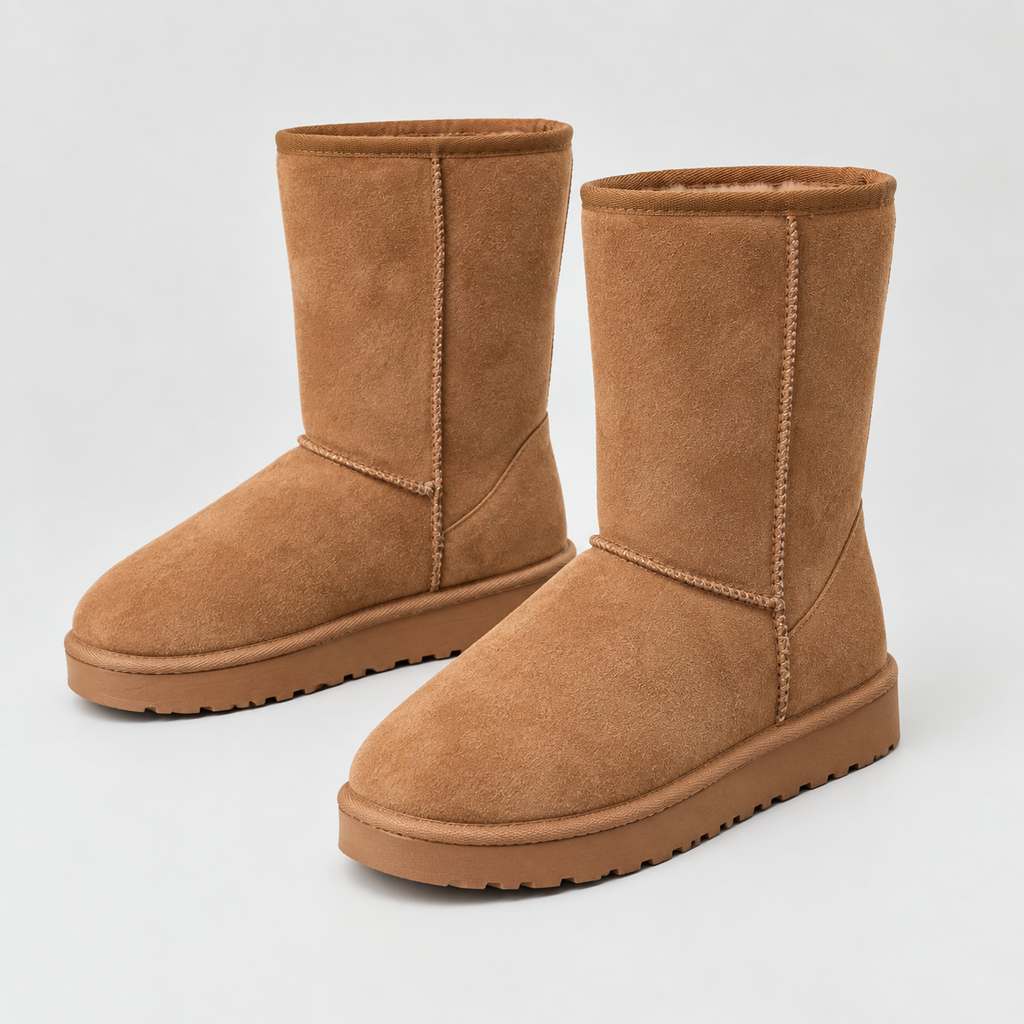 Violaine | Warm Brown Suede Wide Calf Winter Boots