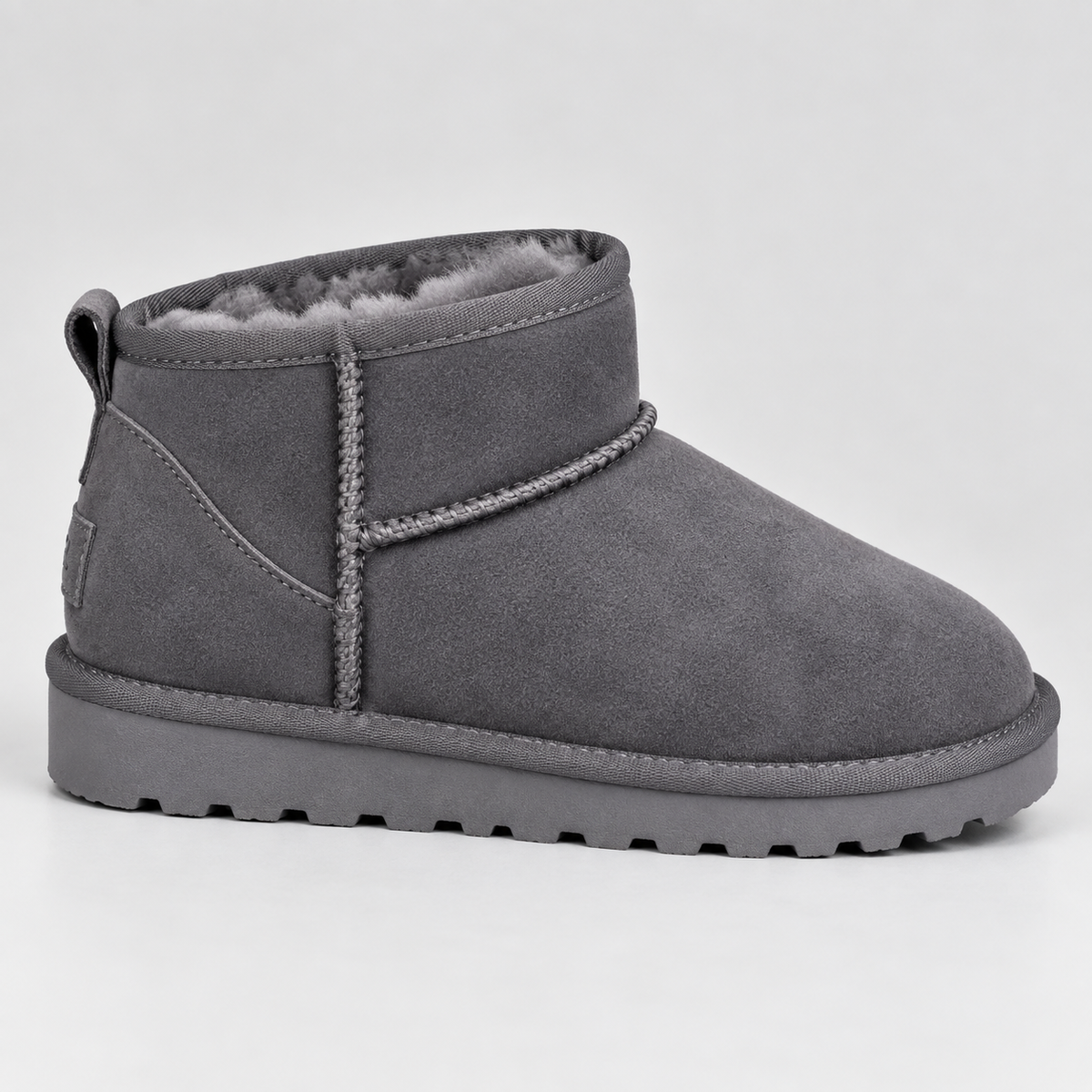 Tamsin | Flat Black Leather Ankle Boots For Winter — Gray
