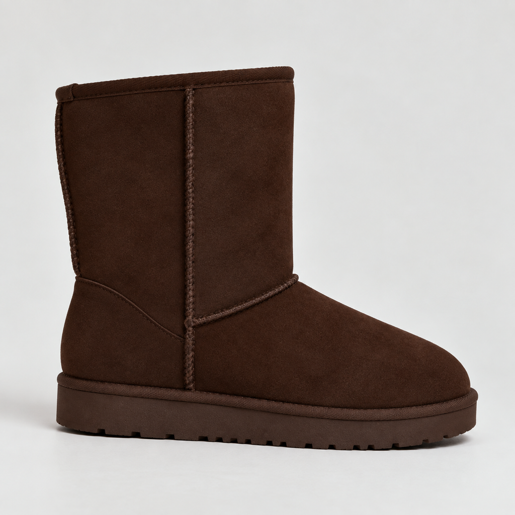 Violaine | Warm Brown Suede Wide Calf Winter Boots — Brown
