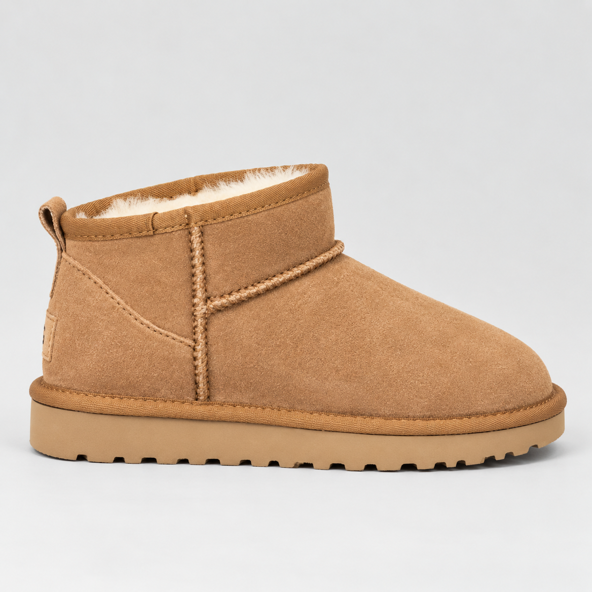 Tamsin | Flat Black Leather Ankle Boots For Winter — Beige