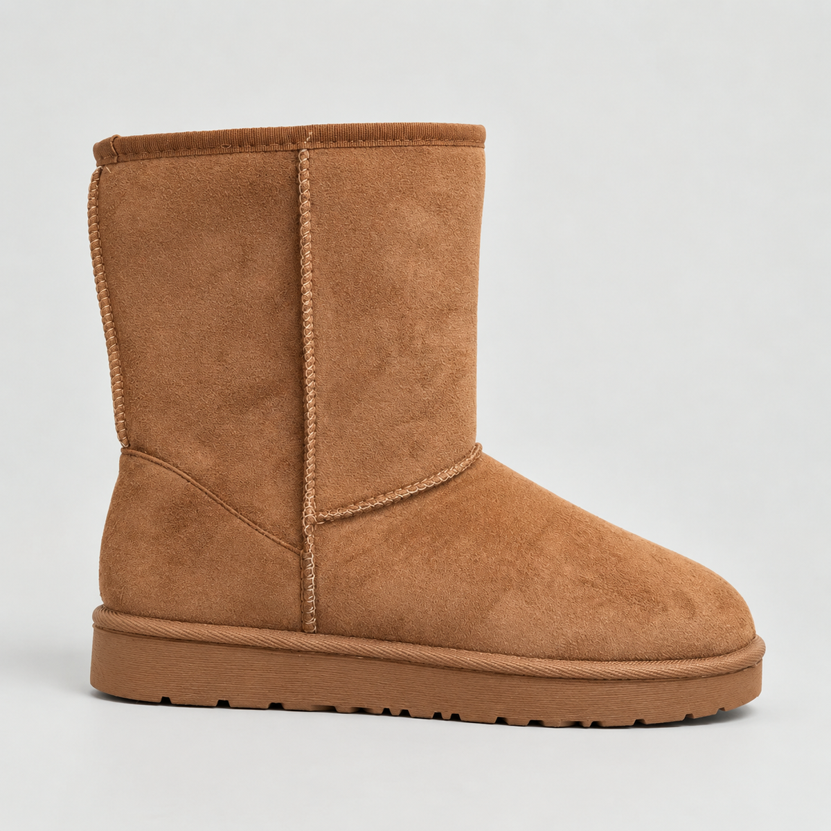 Violaine | Warm Brown Suede Wide Calf Winter Boots — Beige