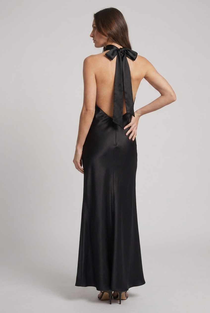 Theodora | Satin Halterneck Maxi Winter Wedding Guest Dresses