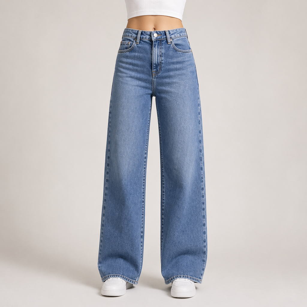 Sidonie | Black Stretchy High Waist Wide Leg Pants
