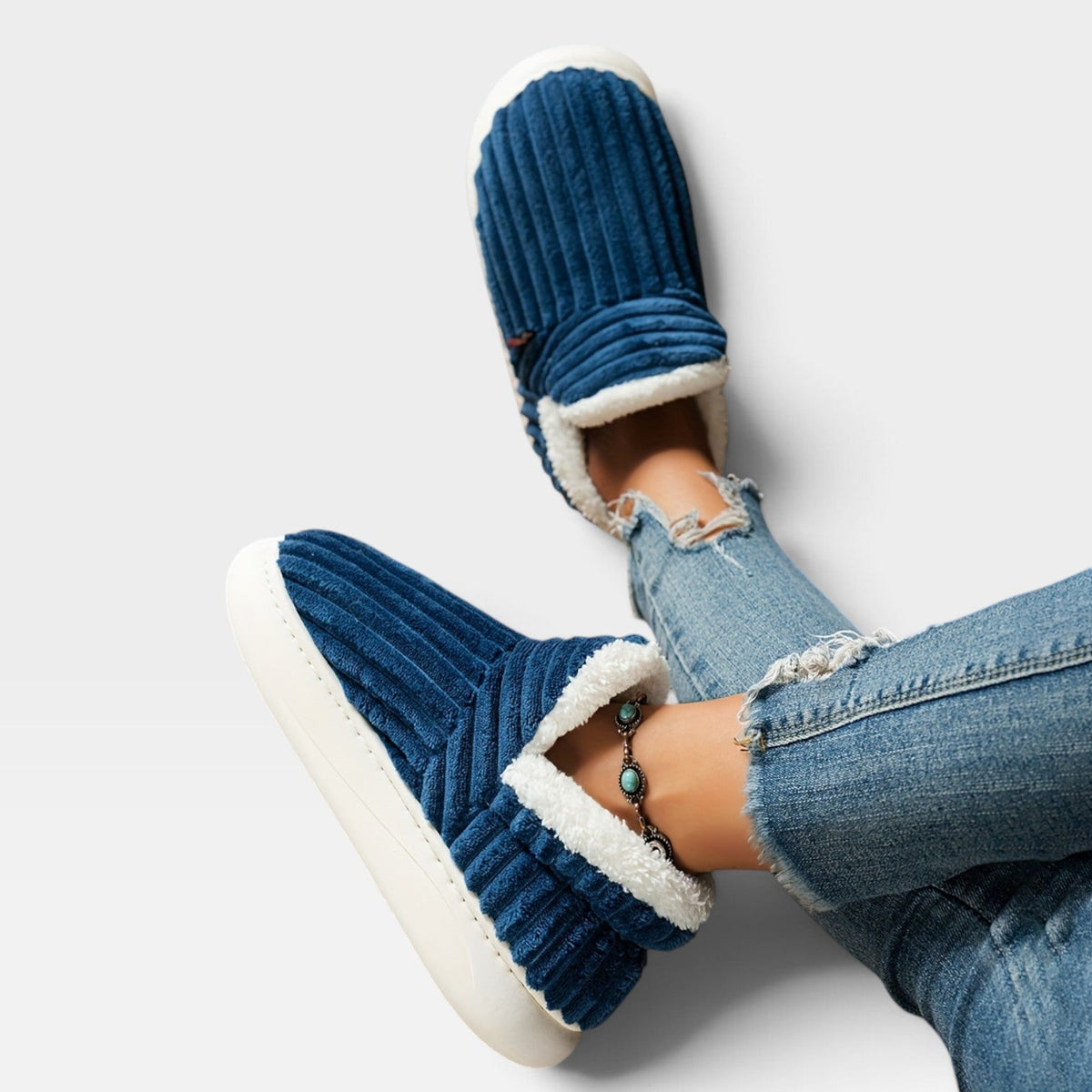Sylvie | Chunky Brown Winter Slipper Boots Corduroy