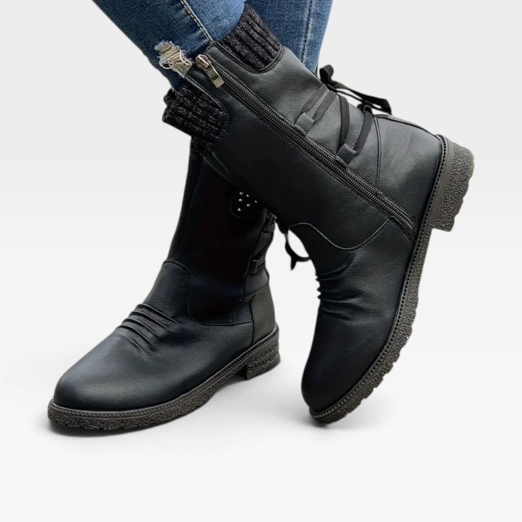 Dominique | Warm Fur Lined Winter Boots — Black