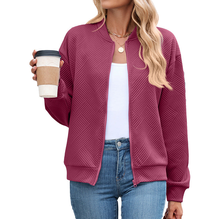 Clemence | Cropped Brown Quilted Leather Puffer Bomber Jacket — Wine red