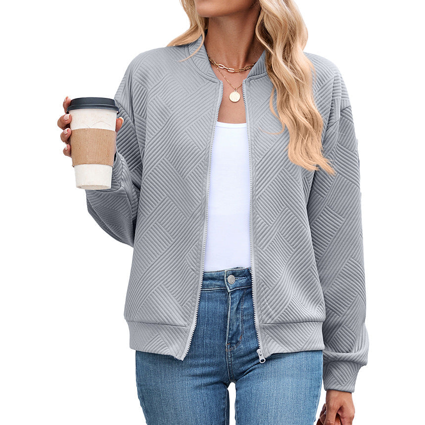 Clemence | Cropped Brown Quilted Leather Puffer Bomber Jacket — Gray