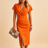 Margaux | Bodycon Midi Dress With Wrap Front And Side Slit