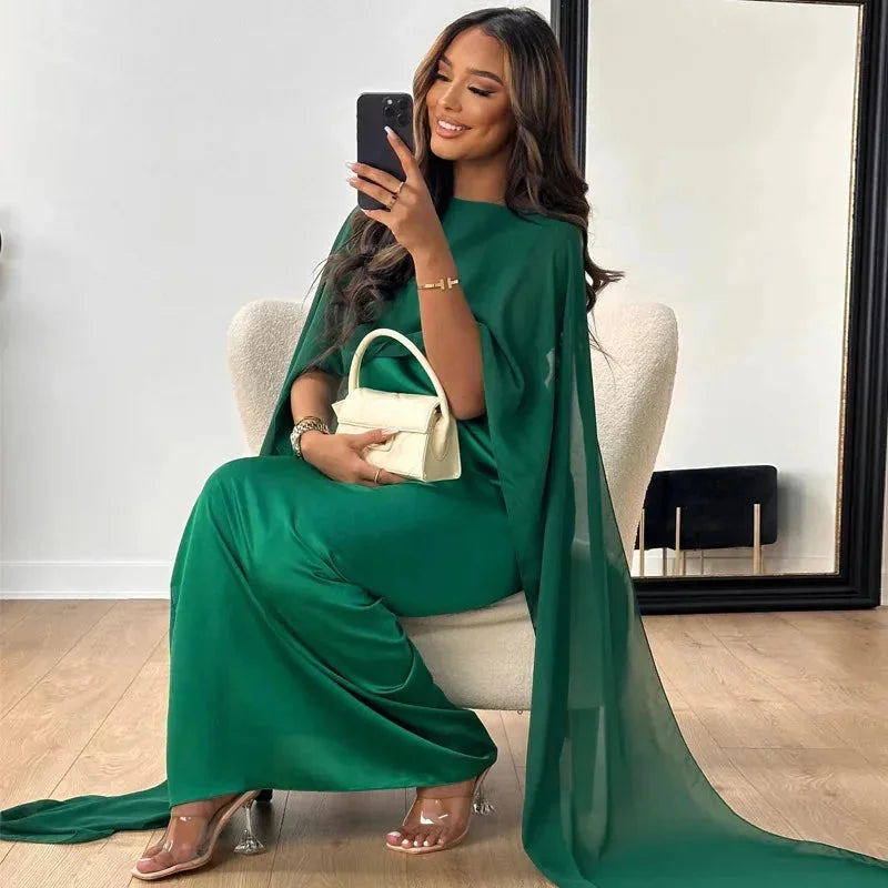 Georgiana | Lace Long Sleeve Maxi Winter Wedding Guest Dress — Green