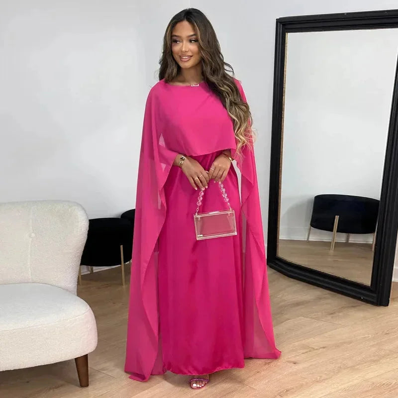Georgiana | Lace Long Sleeve Maxi Winter Wedding Guest Dress — Pink