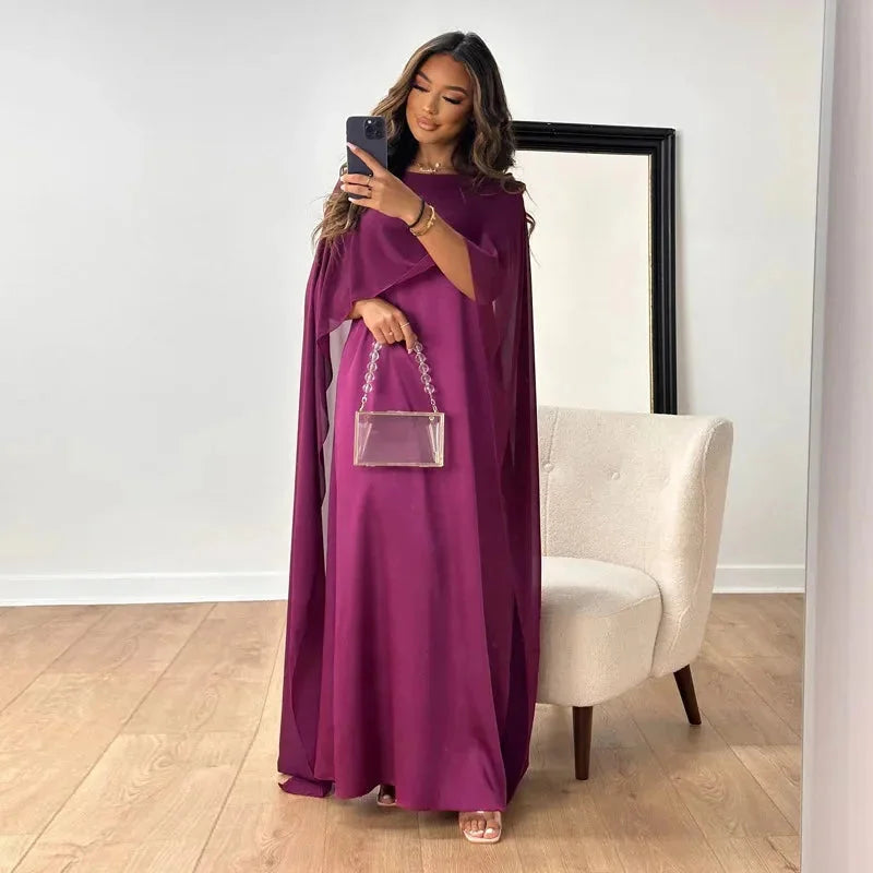 Georgiana | Lace Long Sleeve Maxi Winter Wedding Guest Dress — Purple