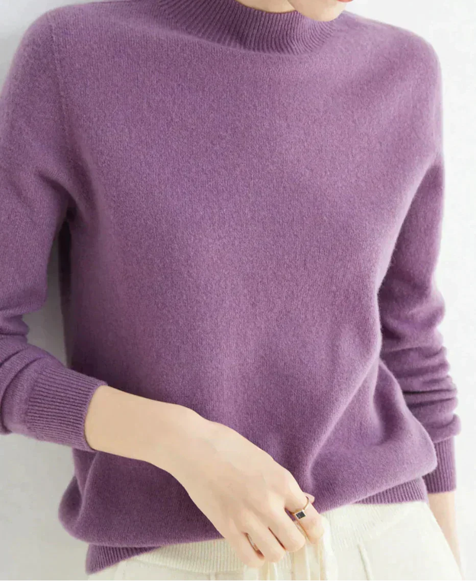 Quintessa | Cream Cashmere Wool Sweater Jumper — Dark Purple