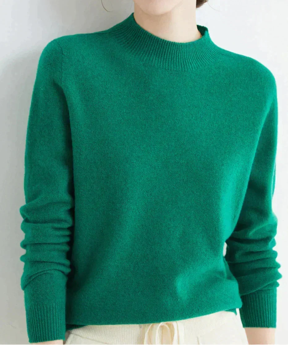 Quintessa | Cream Cashmere Wool Sweater Jumper — Dark Green