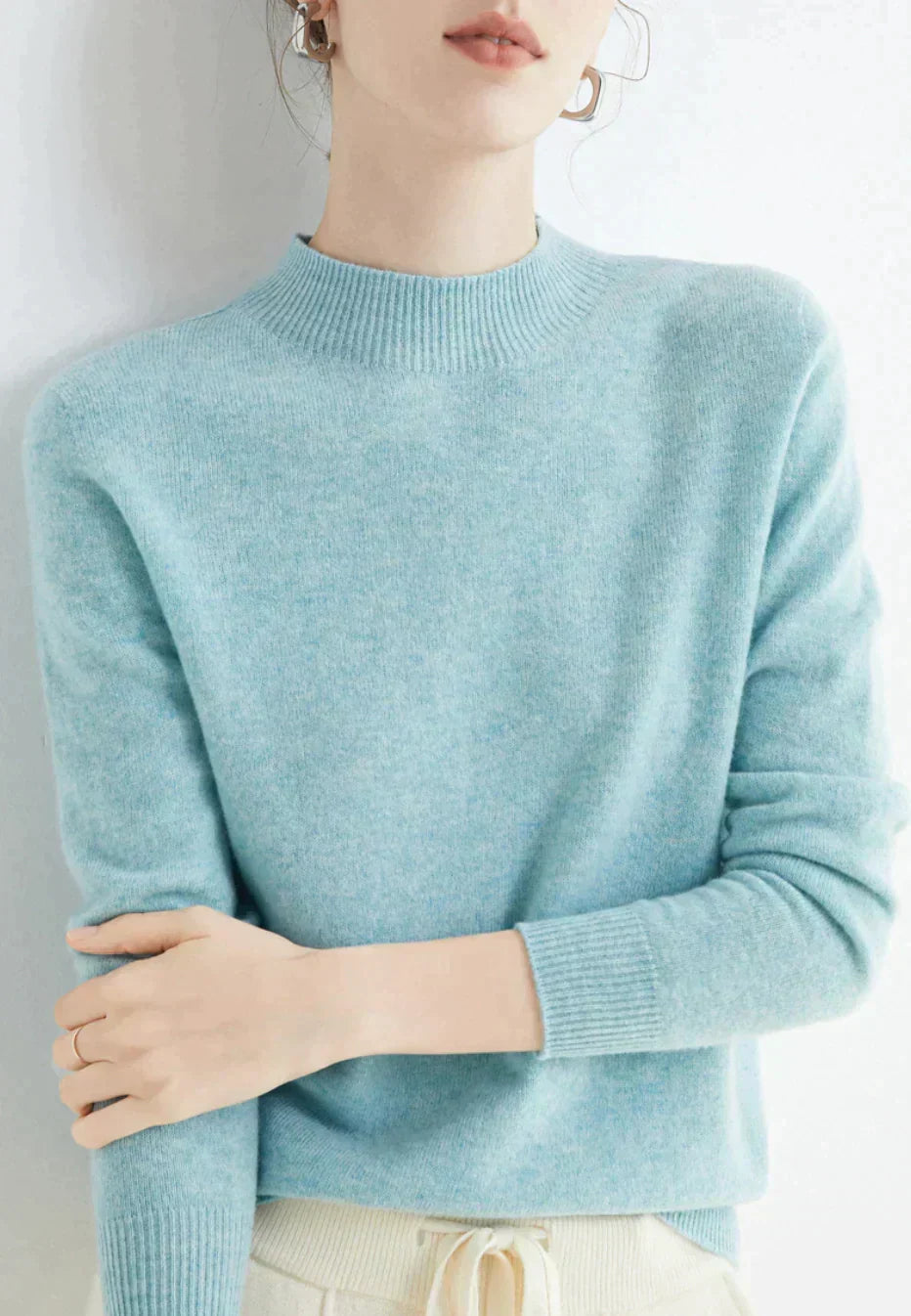 Quintessa | Cream Cashmere Wool Sweater Jumper — Light Blue